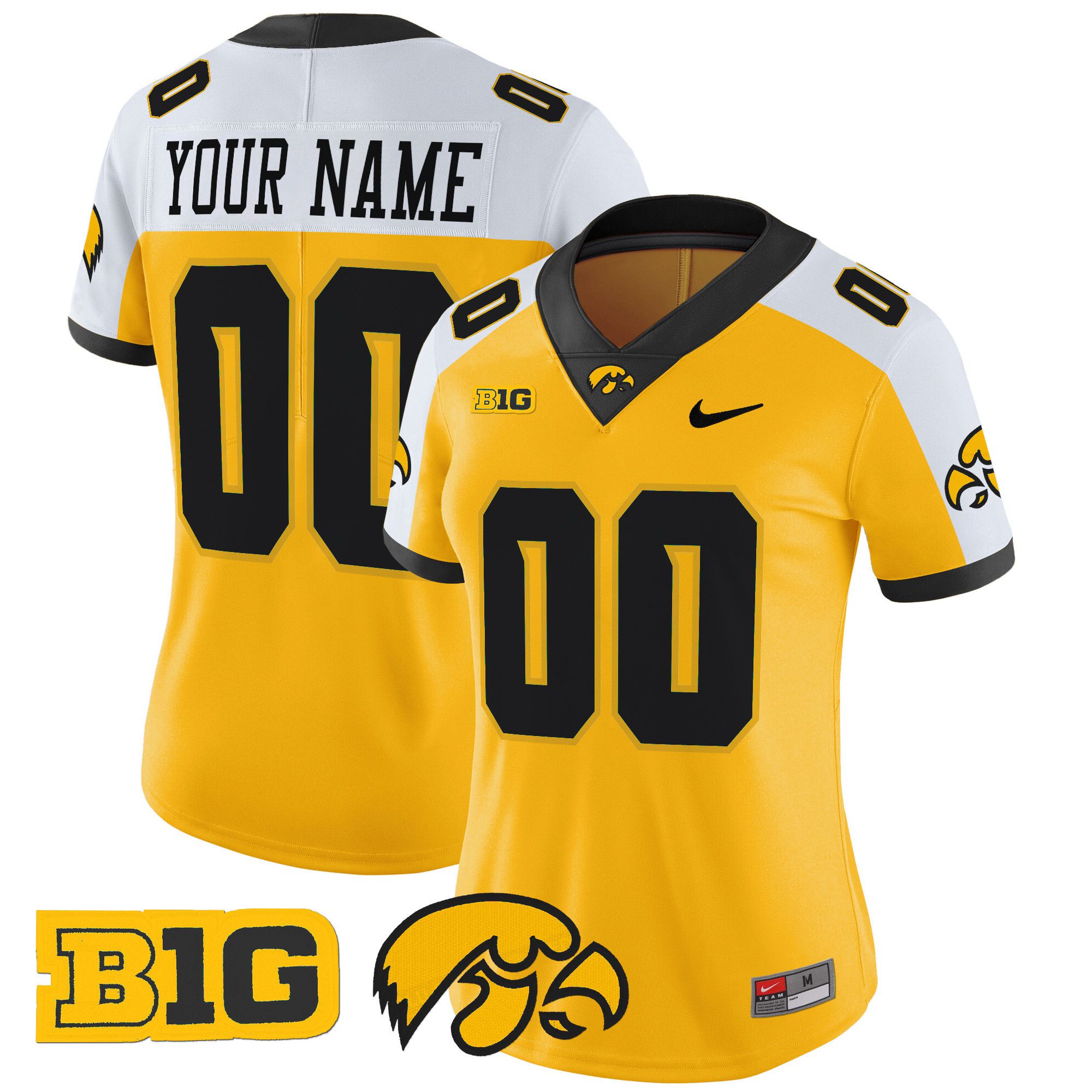Women Iowa Hawkeyes Yellow Nike 2024 Vapor Limited Custom NCAA Jersey->customized ncaa jersey->Custom Jersey